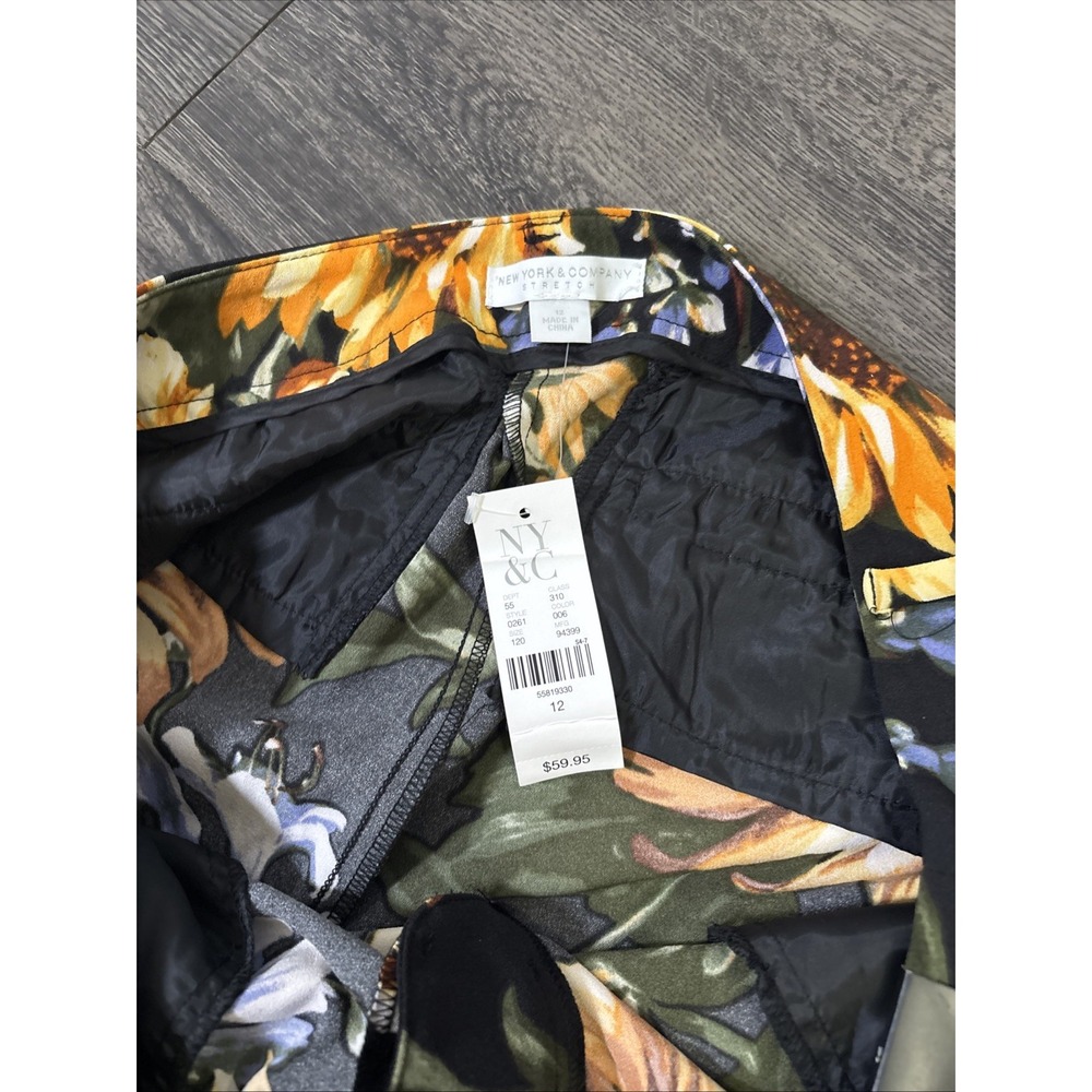 NWT NY&Co Women Size 12 Sunflower Floral Wide Leg Stretch Trousers Boho Summer - Picture 10 of 14